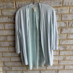 Chico's 3/4 Sleeve Open Cardigan Sweater Women's Size 2 (US L).